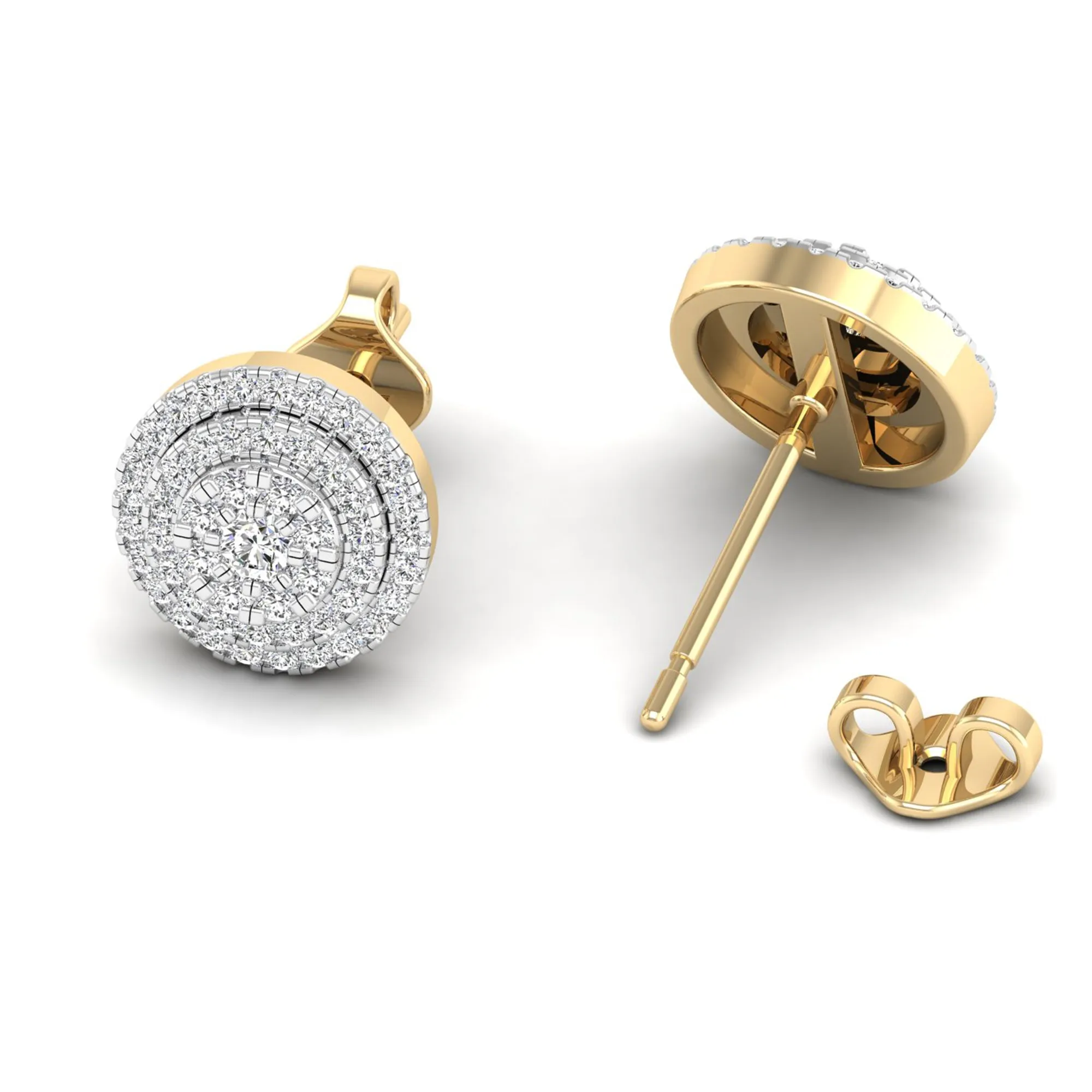 Double Frame Diamond Stud Earrings