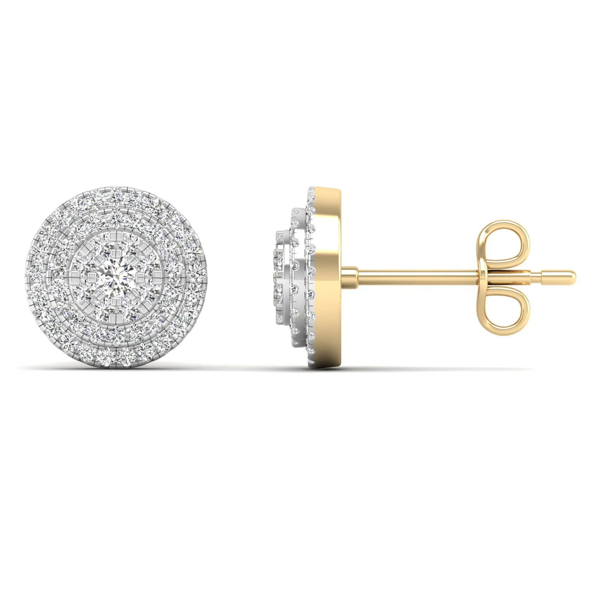 Double Frame Diamond Stud Earrings