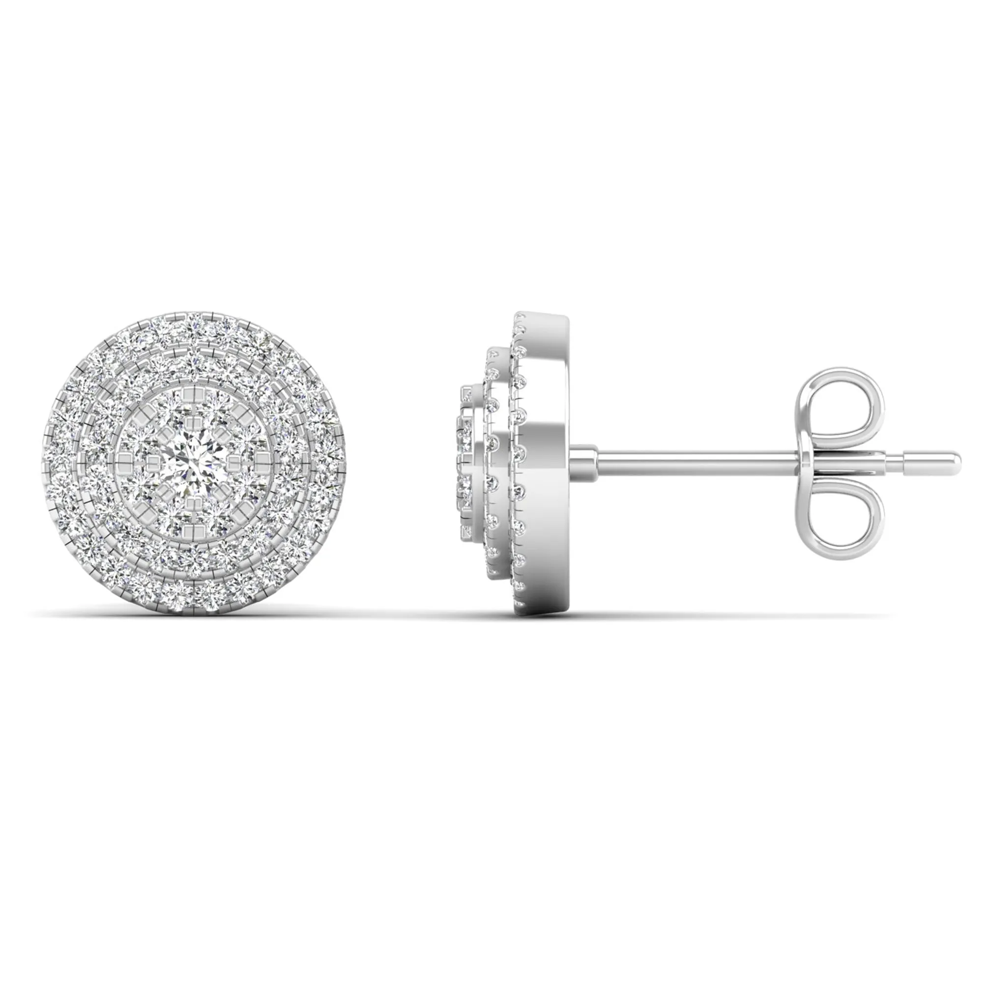 Double Frame Diamond Stud Earrings