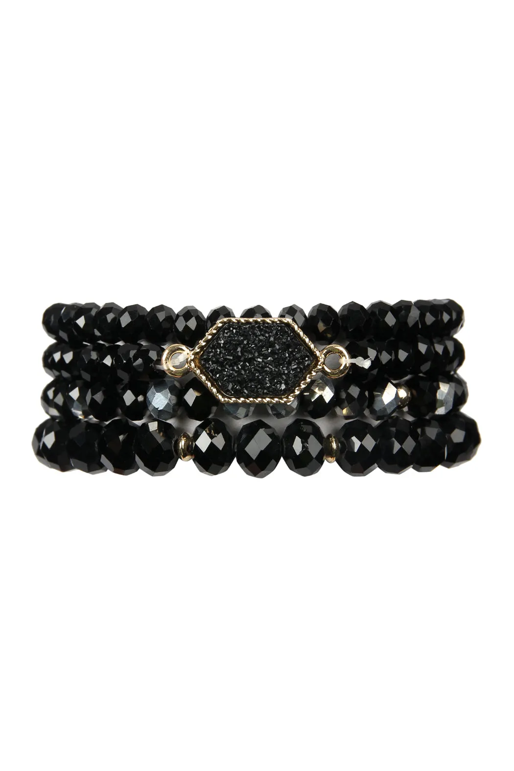 DRUZY STONE HEXAGON GLASS BEADS BRACELET