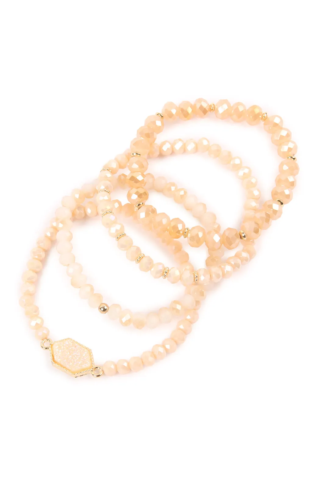 DRUZY STONE HEXAGON GLASS BEADS BRACELET