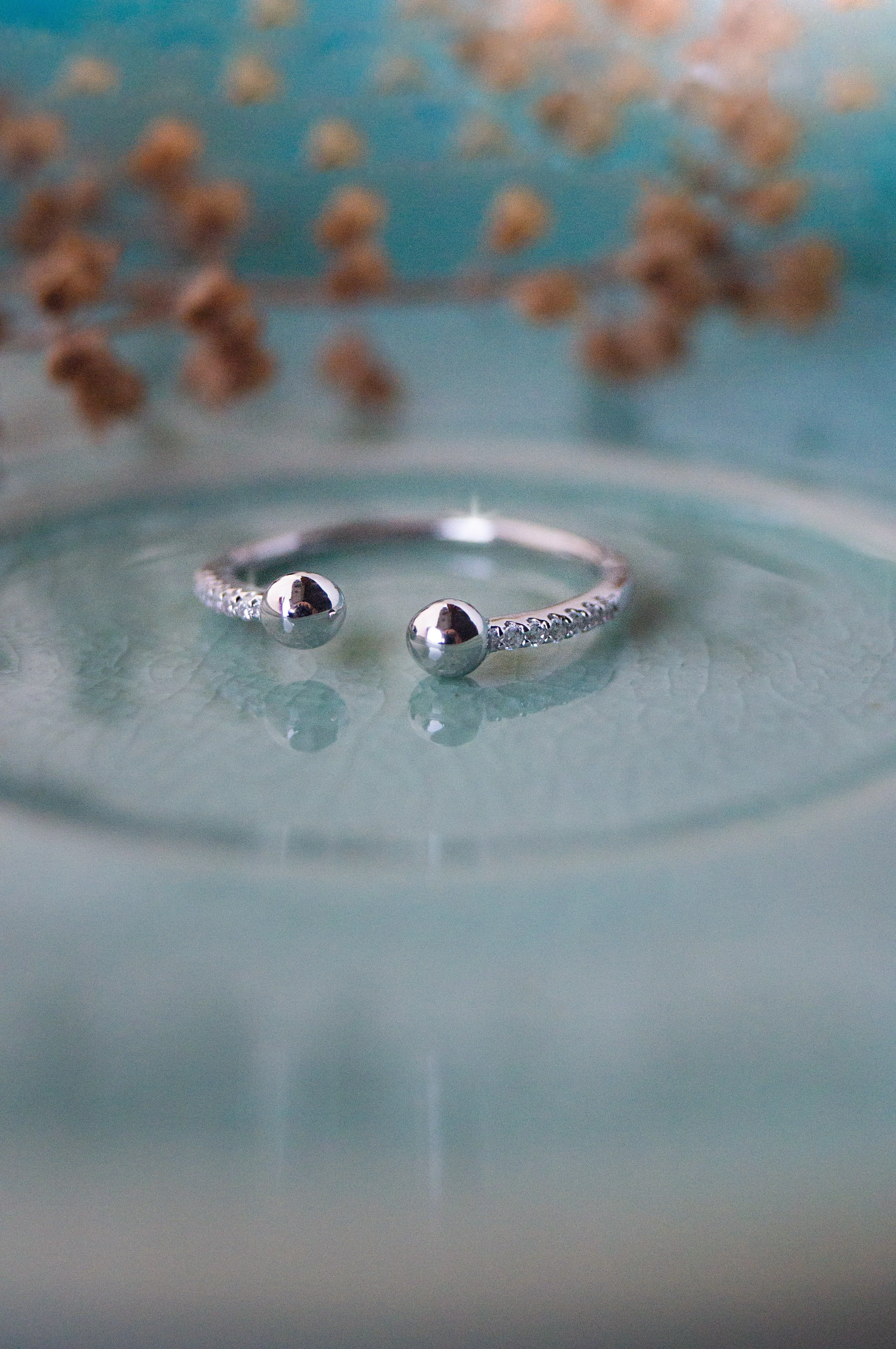 Dual Ball Sterling Silver Open Ring