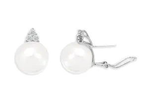 Earrings 18kt Gold South Sea Pearls 15mm & Diamonds