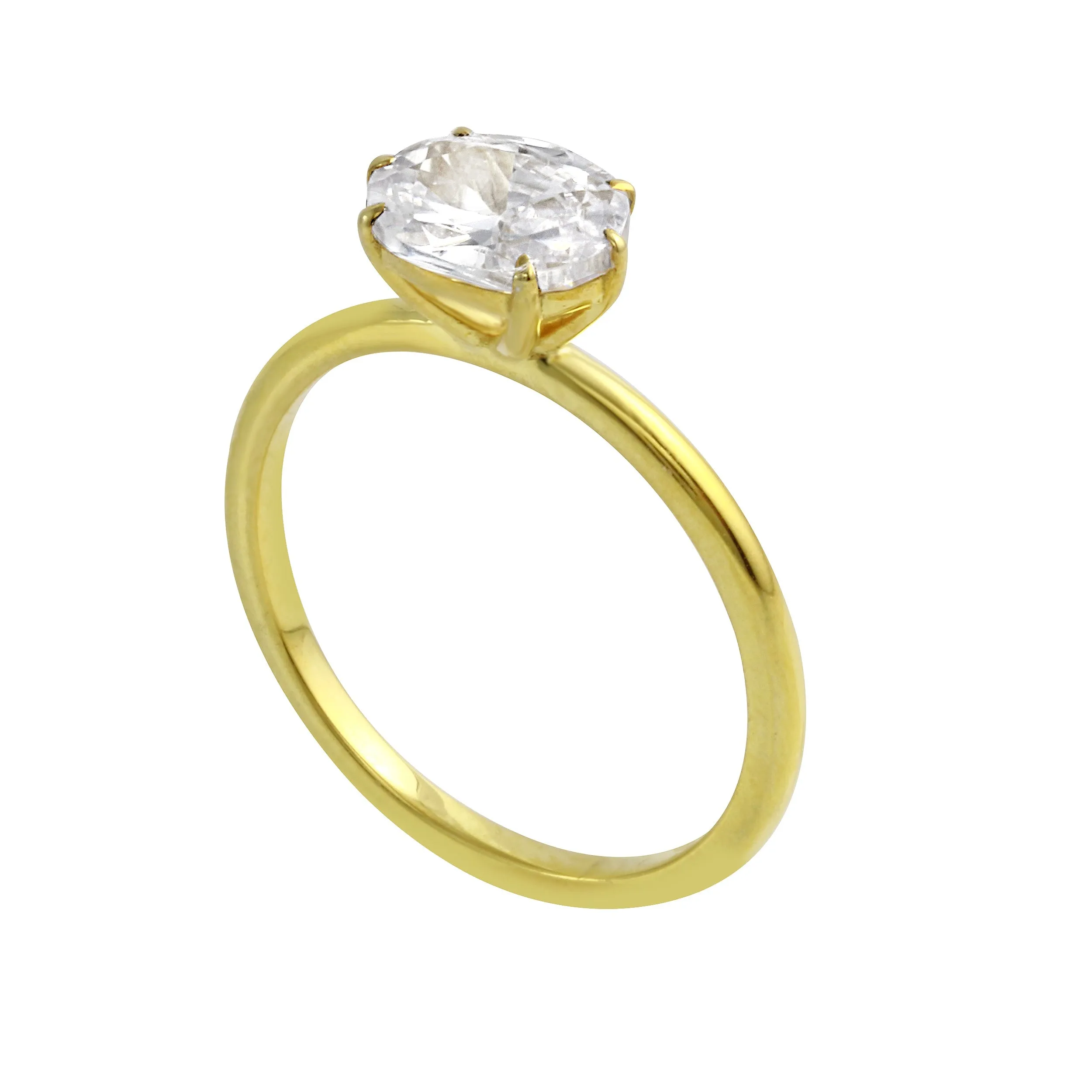 East-West Oval Diamond Six Prong Solitaire Engagement Ring Setting