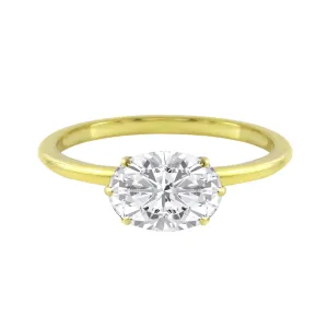 East-West Oval Diamond Six Prong Solitaire Engagement Ring Setting