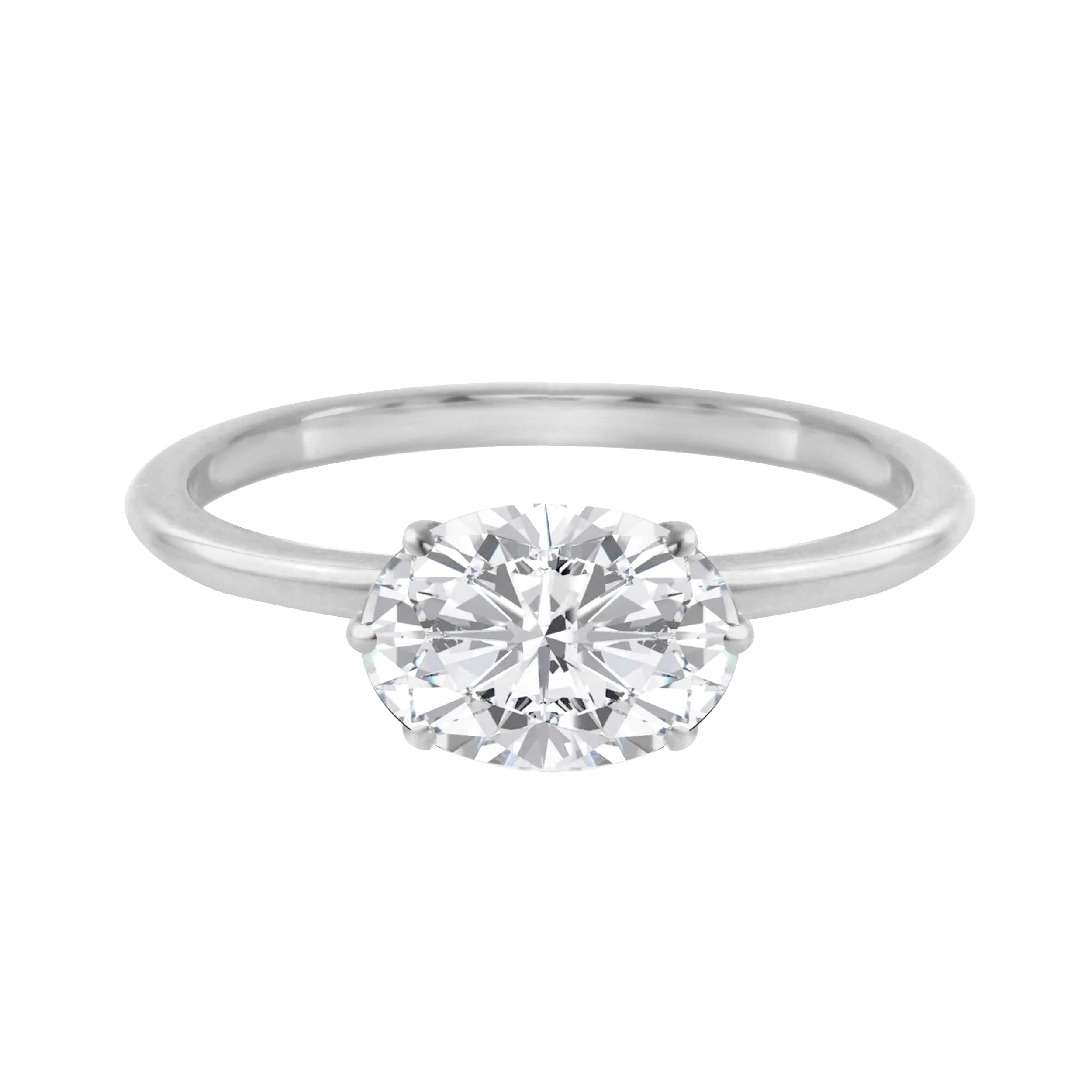 East-West Oval Diamond Six Prong Solitaire Engagement Ring Setting