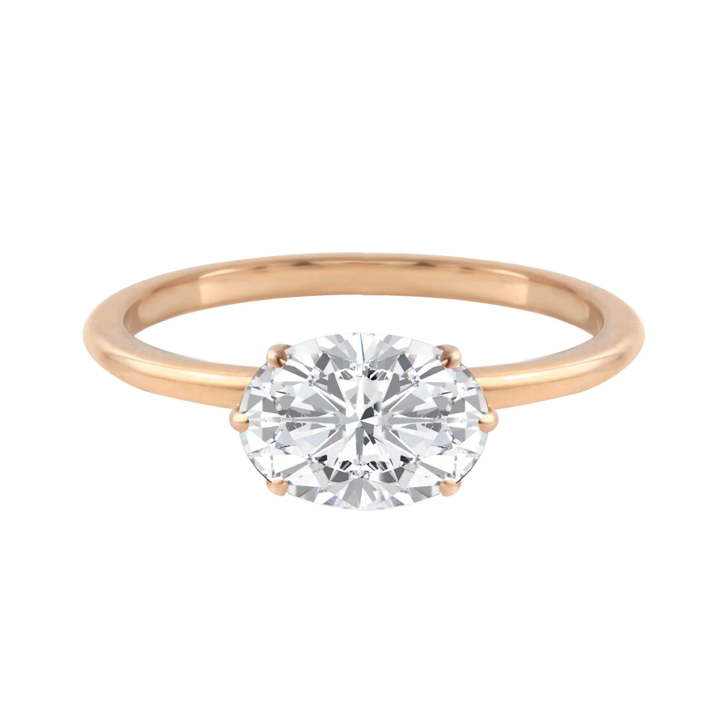 East-West Oval Diamond Six Prong Solitaire Engagement Ring Setting