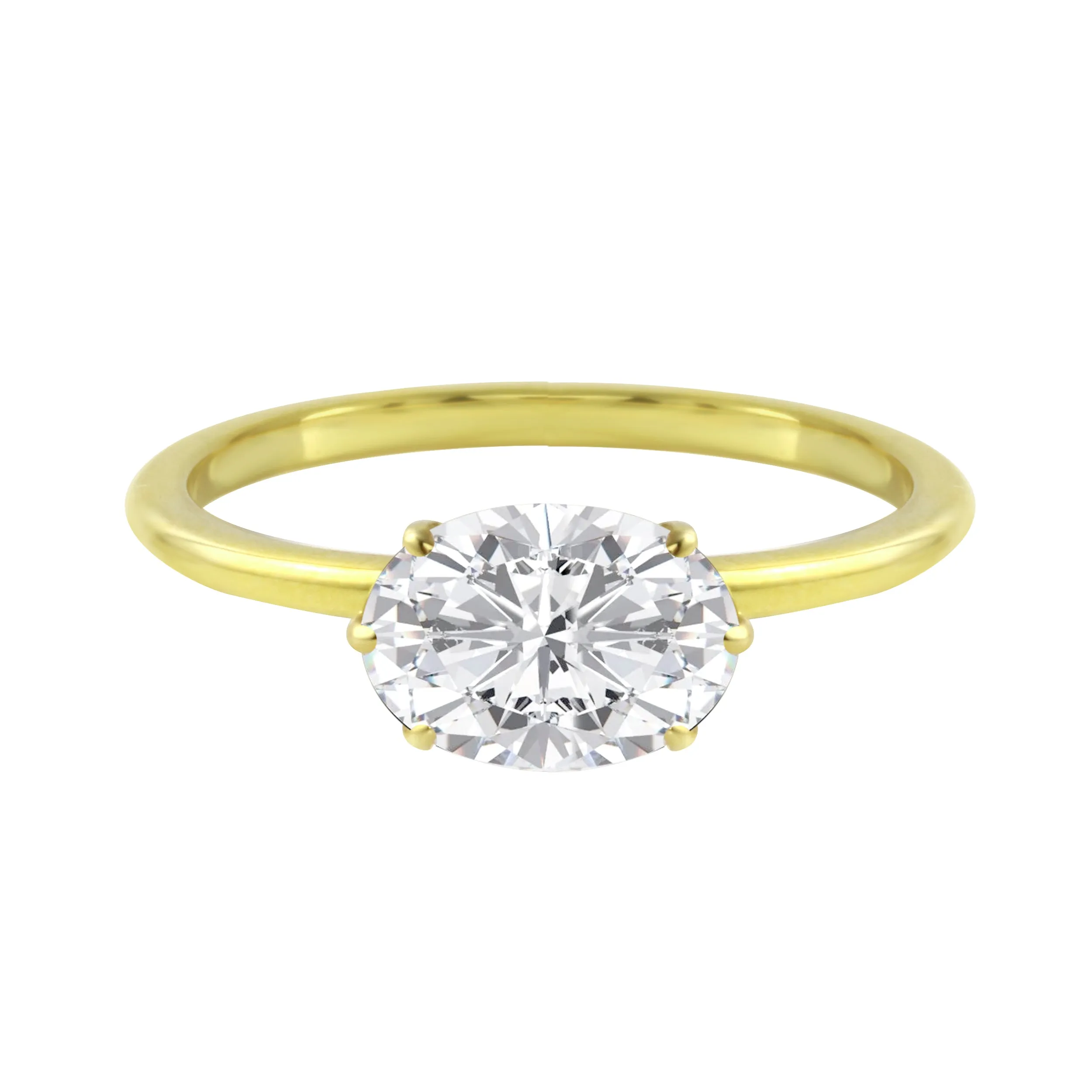 East-West Oval Diamond Six Prong Solitaire Engagement Ring Setting