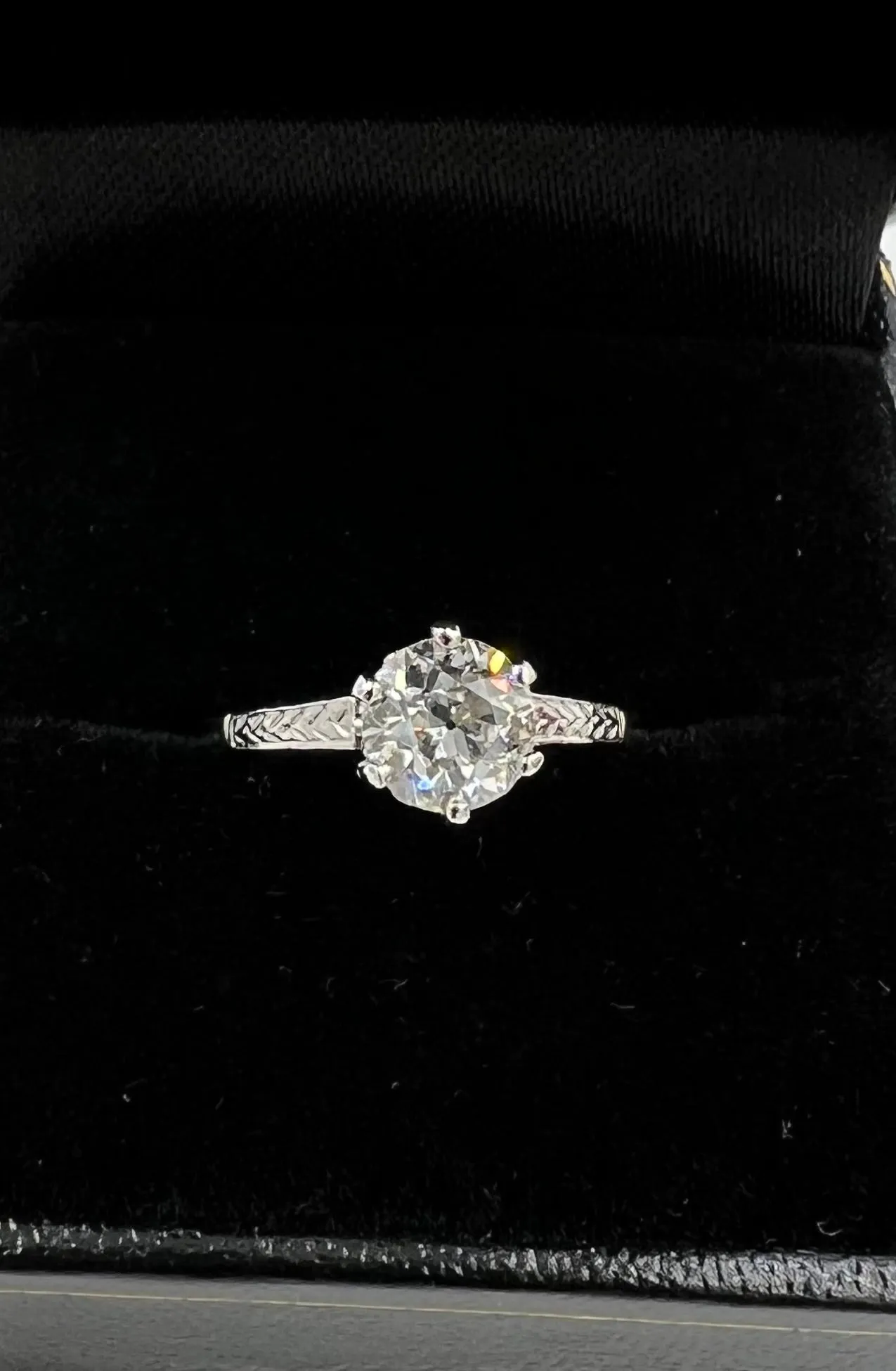 Edwardian 0.85 Carat Old European Cut Diamond Solitaire Engagement Ring Circa 1910