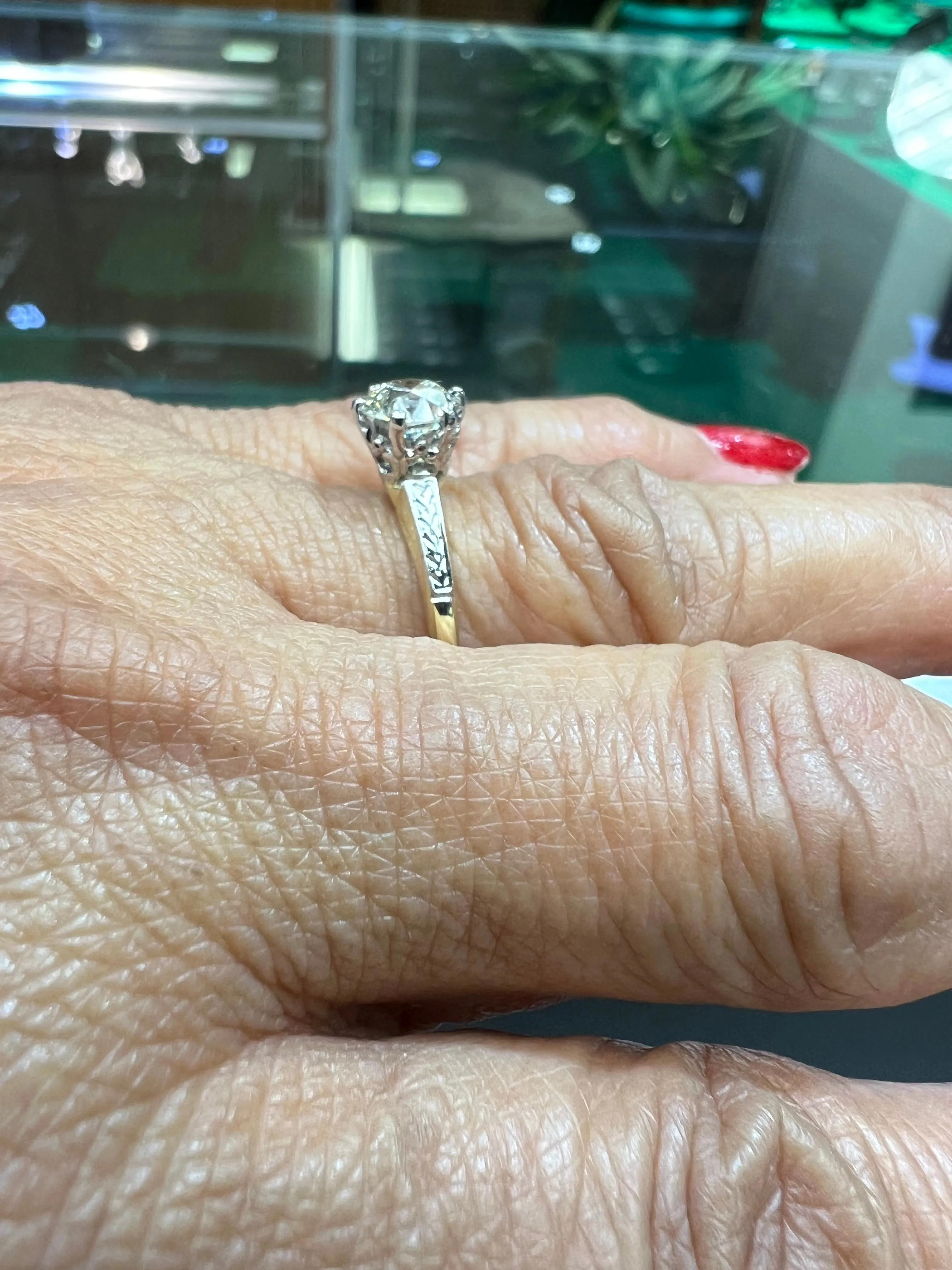 Edwardian 0.85 Carat Old European Cut Diamond Solitaire Engagement Ring Circa 1910