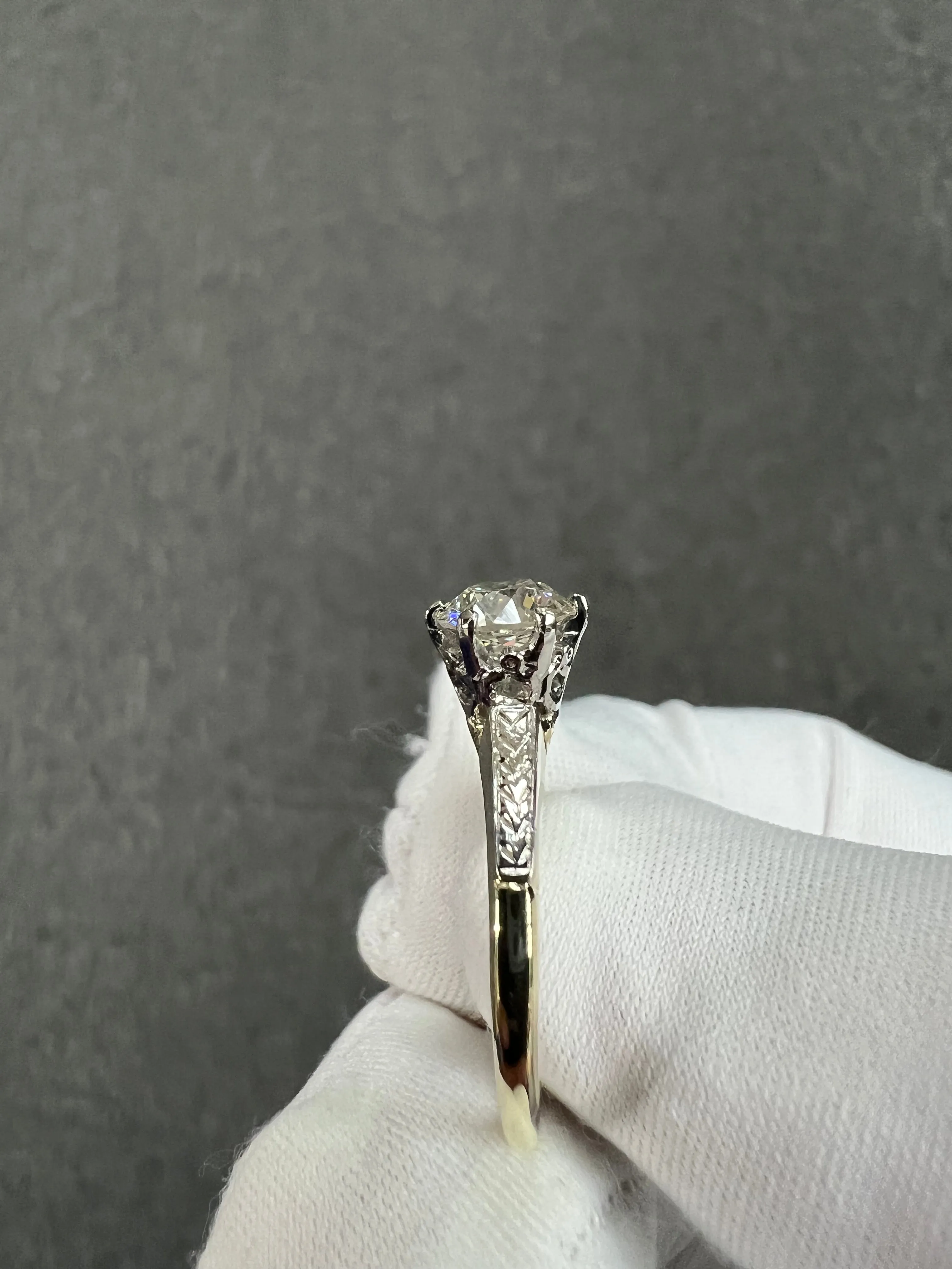 Edwardian 0.85 Carat Old European Cut Diamond Solitaire Engagement Ring Circa 1910