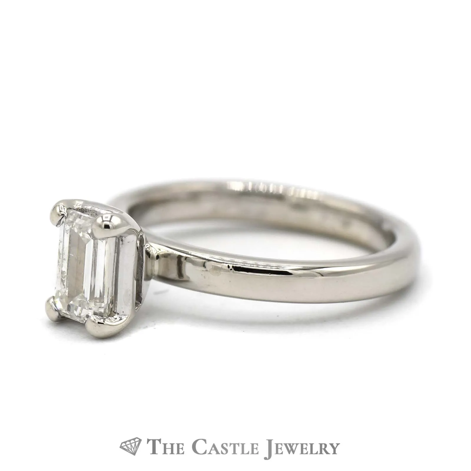 EGL Certified VS2/H Emerald Cut 3/4ct Diamond Solitaire Engagement Ring in 14K White Gold