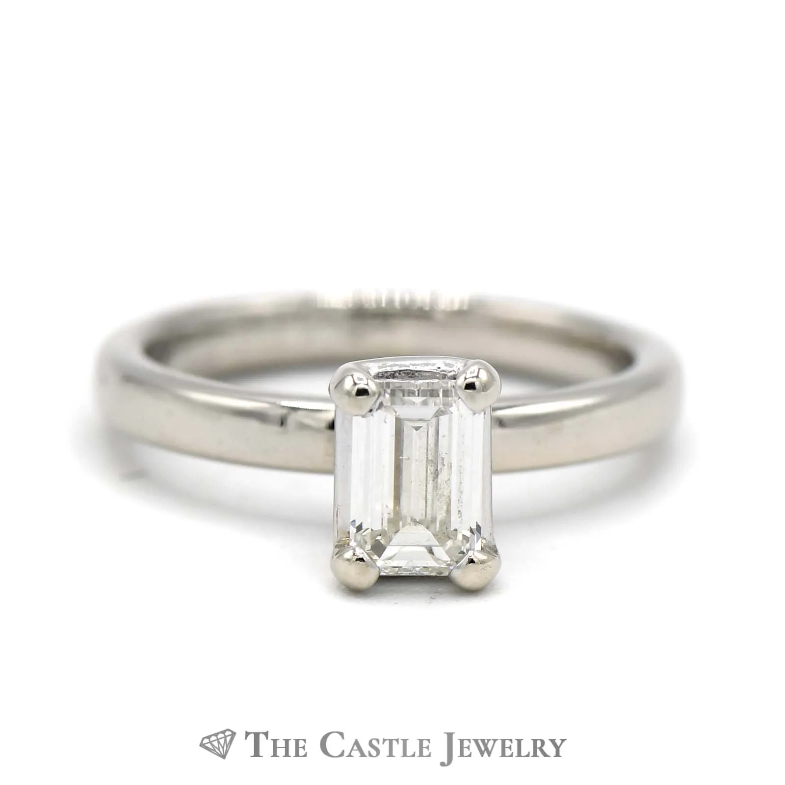EGL Certified VS2/H Emerald Cut 3/4ct Diamond Solitaire Engagement Ring in 14K White Gold
