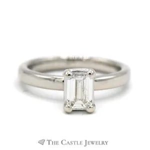 EGL Certified VS2/H Emerald Cut 3/4ct Diamond Solitaire Engagement Ring in 14K White Gold