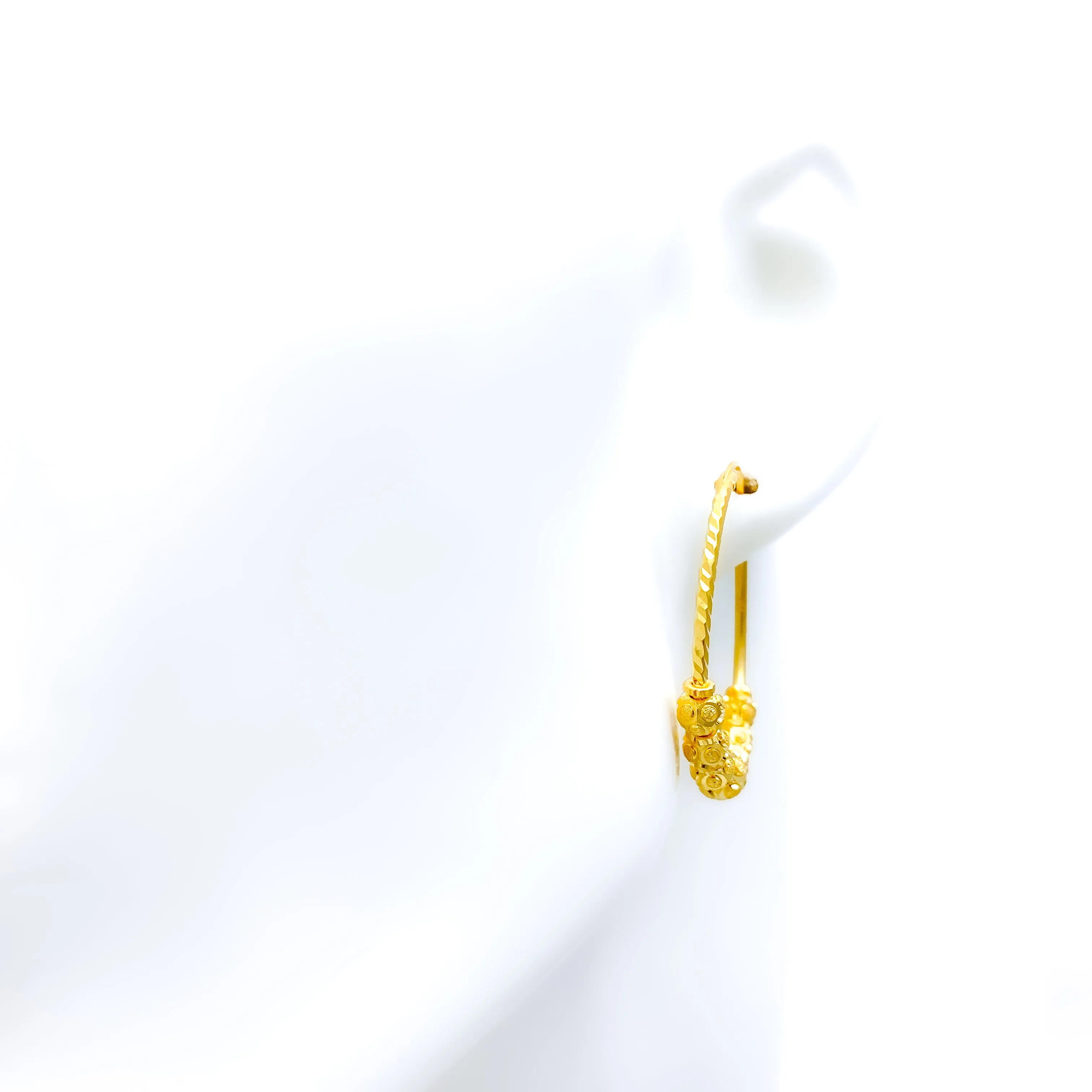 Elegant Sparkling 22k Gold Hoop Earring