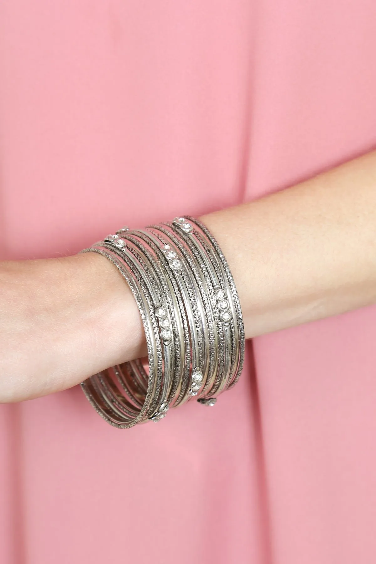 EMBELISHED MULTIPLE BRASS BANGLE BRACELET