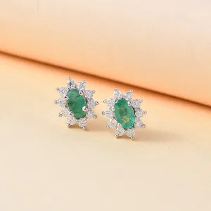 Emerald and Moissanite Snowflake Earrings
