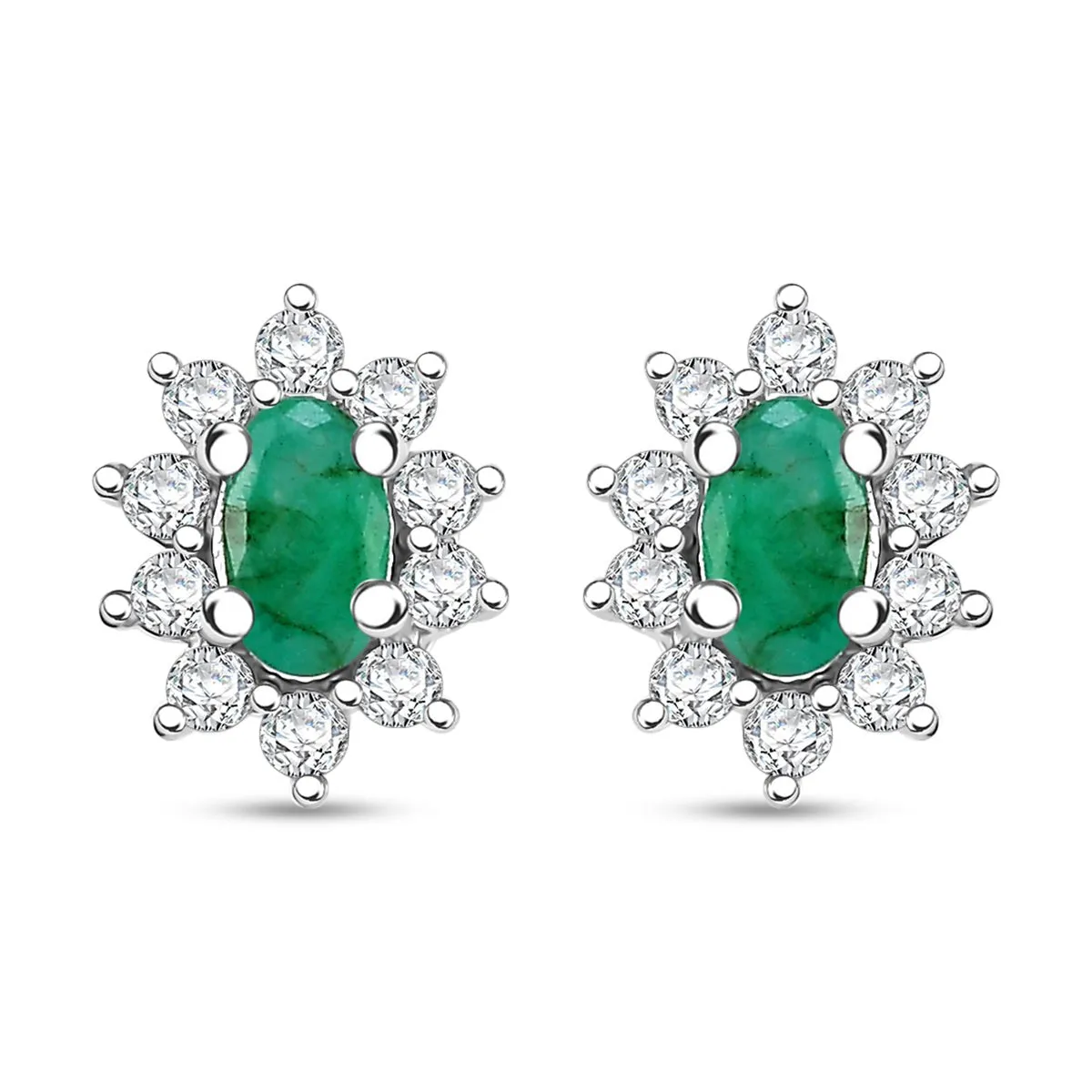 Emerald and Moissanite Snowflake Earrings