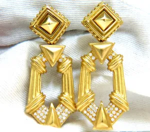 ESTI FREDERICA DESIGNER 18KT BYZANTINE DIAMONDS DOOR KNOCKER EARRINGS