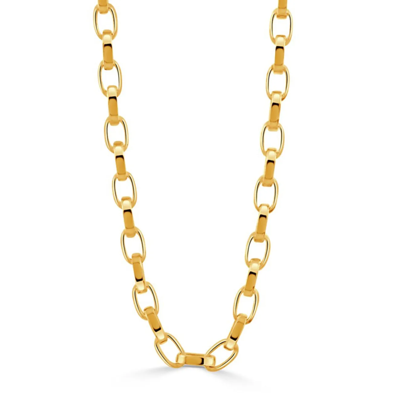 Fancy 18K Yellow Gold Box Large Link Chain Necklace