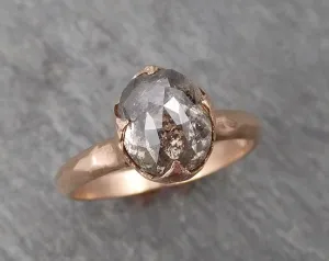 Fancy cut Salt and pepper Solitaire Diamond Engagement 14k Rose Gold Wedding Ring byAngeline 1705