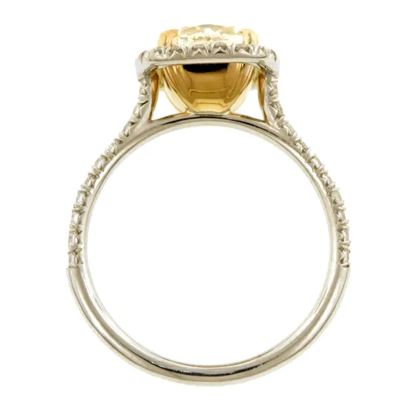 Fancy Yellow Engagement Ring. 2.01 Cushion