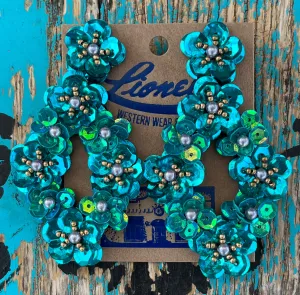 Festive Teal Sequin Earrings