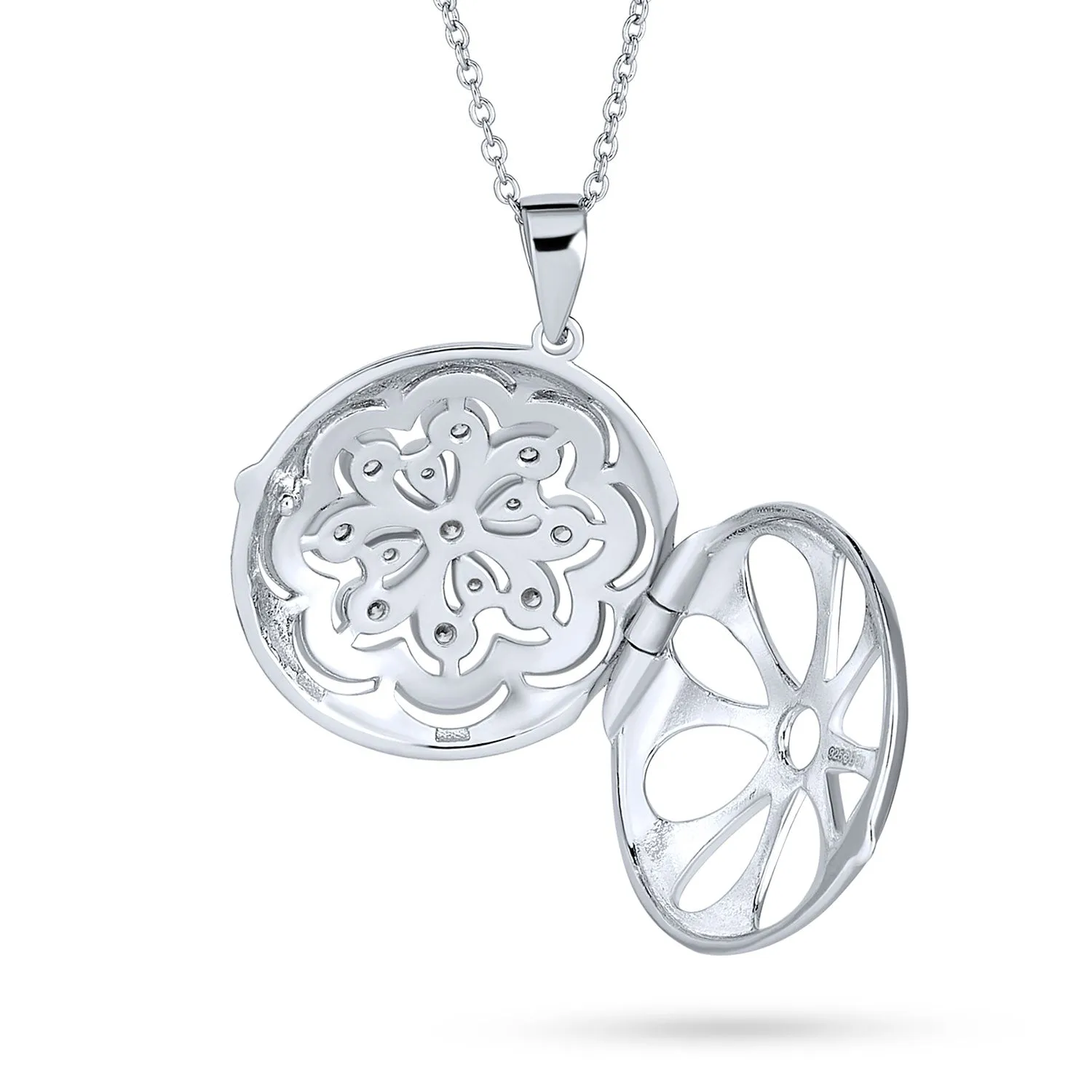 Filigree Star Flower Aromatherapy Locket Necklace Sterling Silver Keepsake