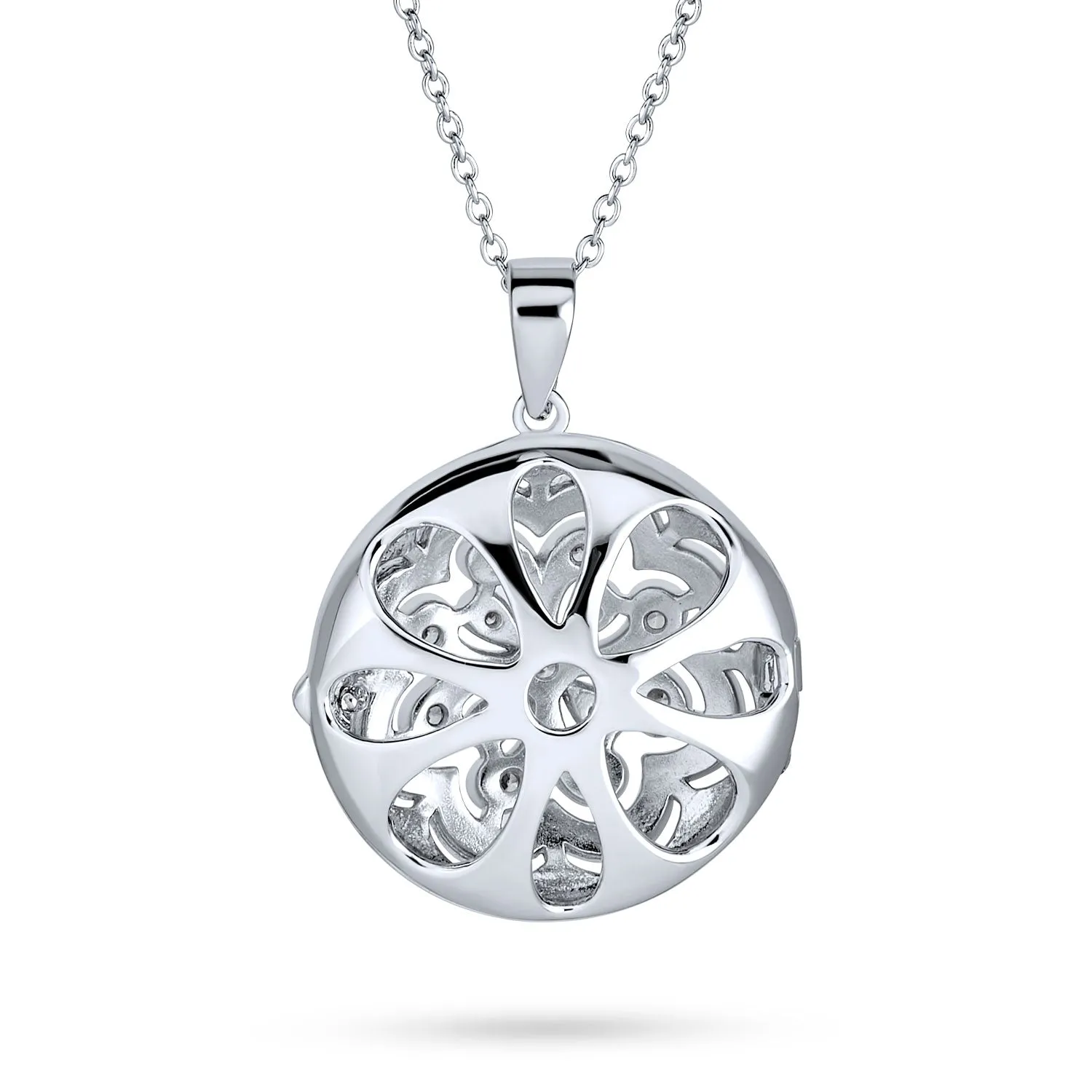 Filigree Star Flower Aromatherapy Locket Necklace Sterling Silver Keepsake