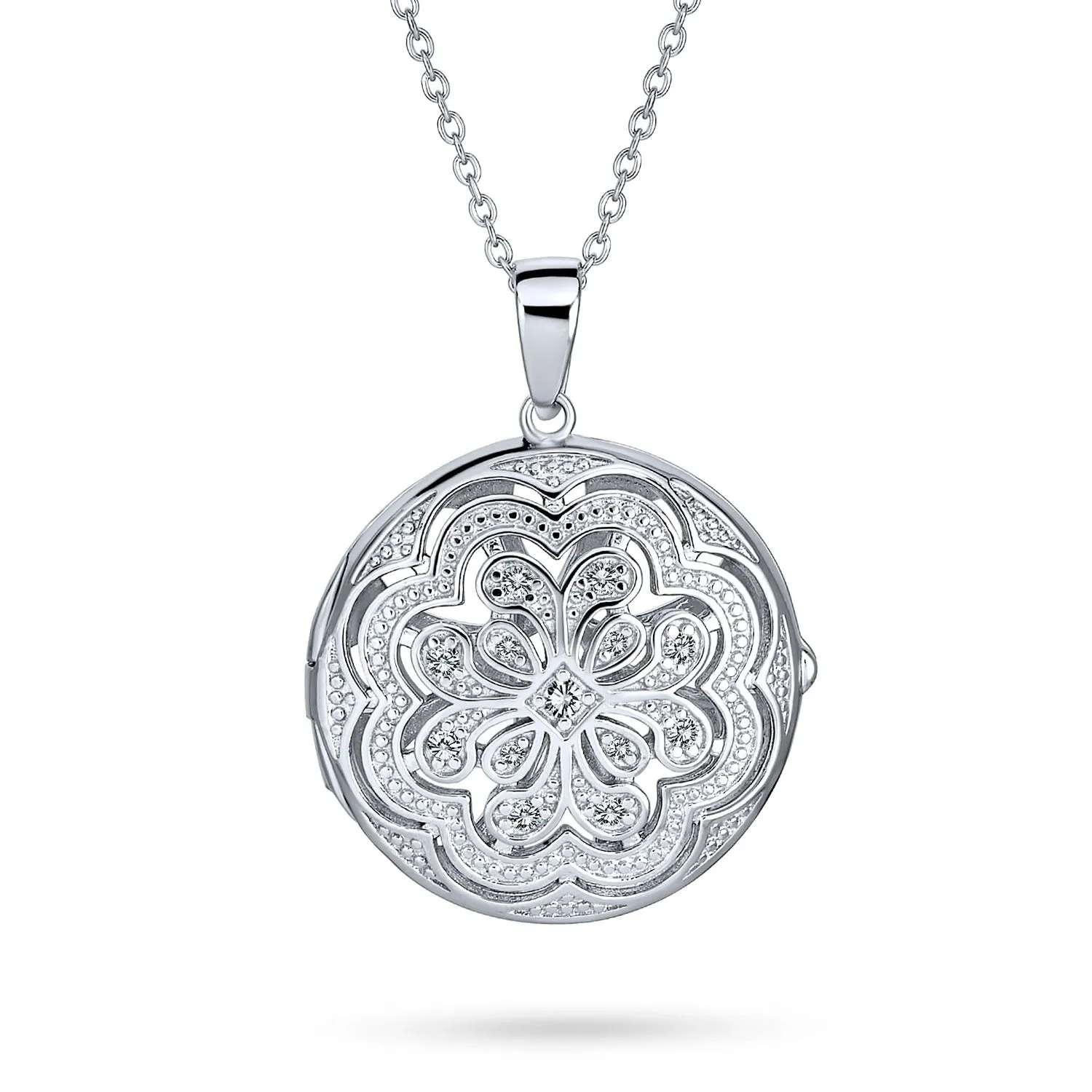 Filigree Star Flower Aromatherapy Locket Necklace Sterling Silver Keepsake