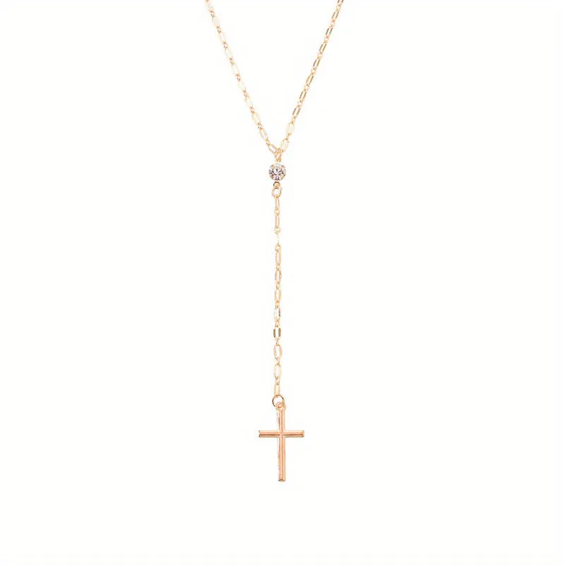 Fine Golden Silvery Cross Pendant Men's Necklace Lucky Jewelry