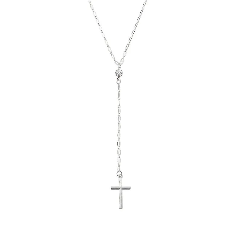 Fine Golden Silvery Cross Pendant Men's Necklace Lucky Jewelry