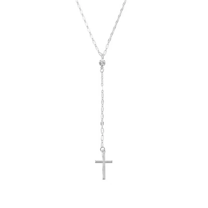 Fine Golden Silvery Cross Pendant Men's Necklace Lucky Jewelry