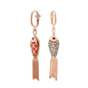 Fish for Love Charm - Orange Icy Gray Diamonds
