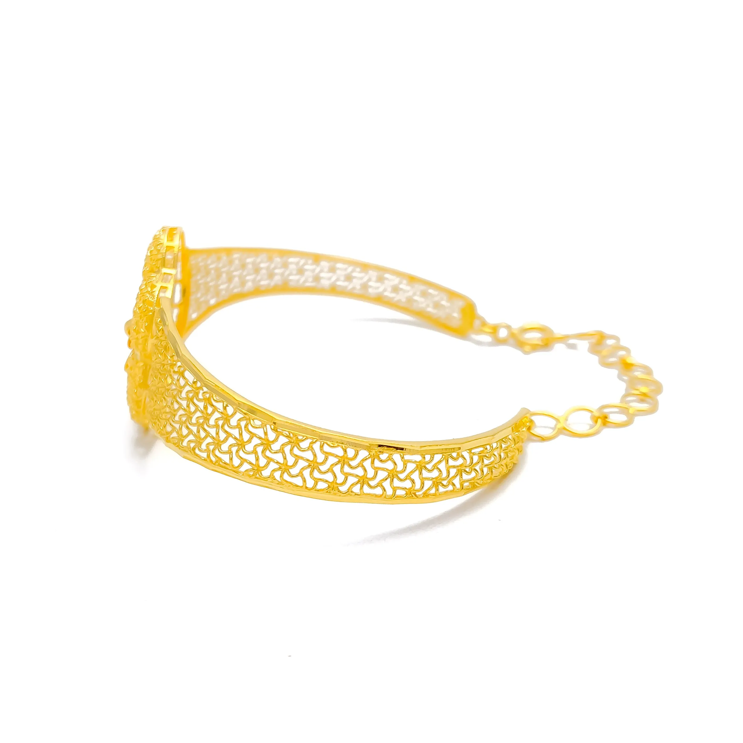 Flawless Floral Jali 22k Gold Bangle Bracelet