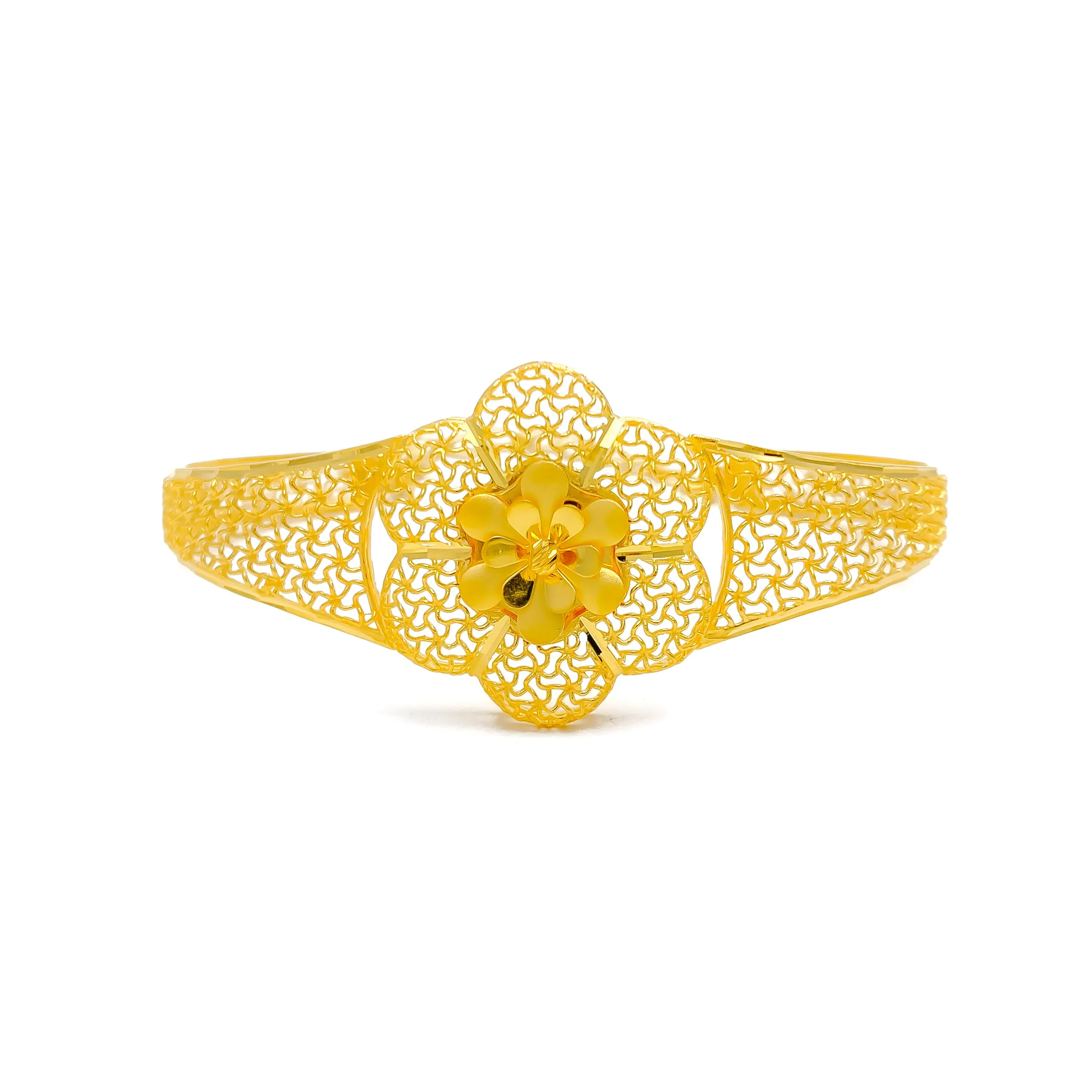 Flawless Floral Jali 22k Gold Bangle Bracelet
