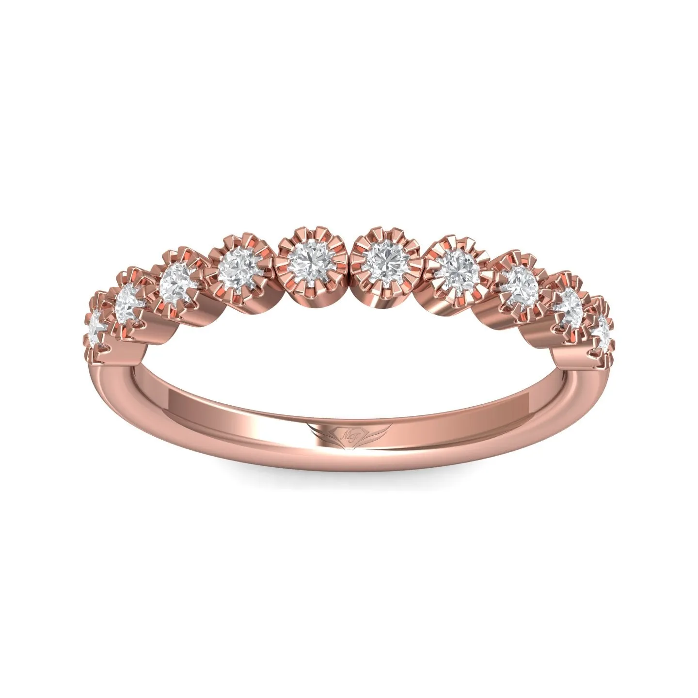 FlyerFit Micropave 18K Pink Gold Wedding Band