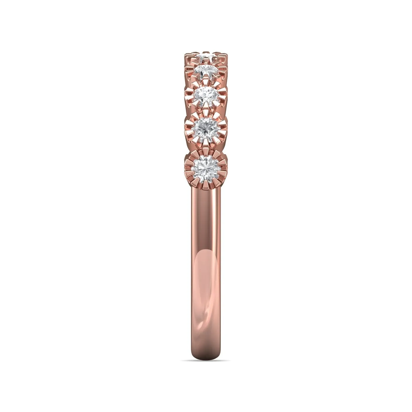 FlyerFit Micropave 18K Pink Gold Wedding Band