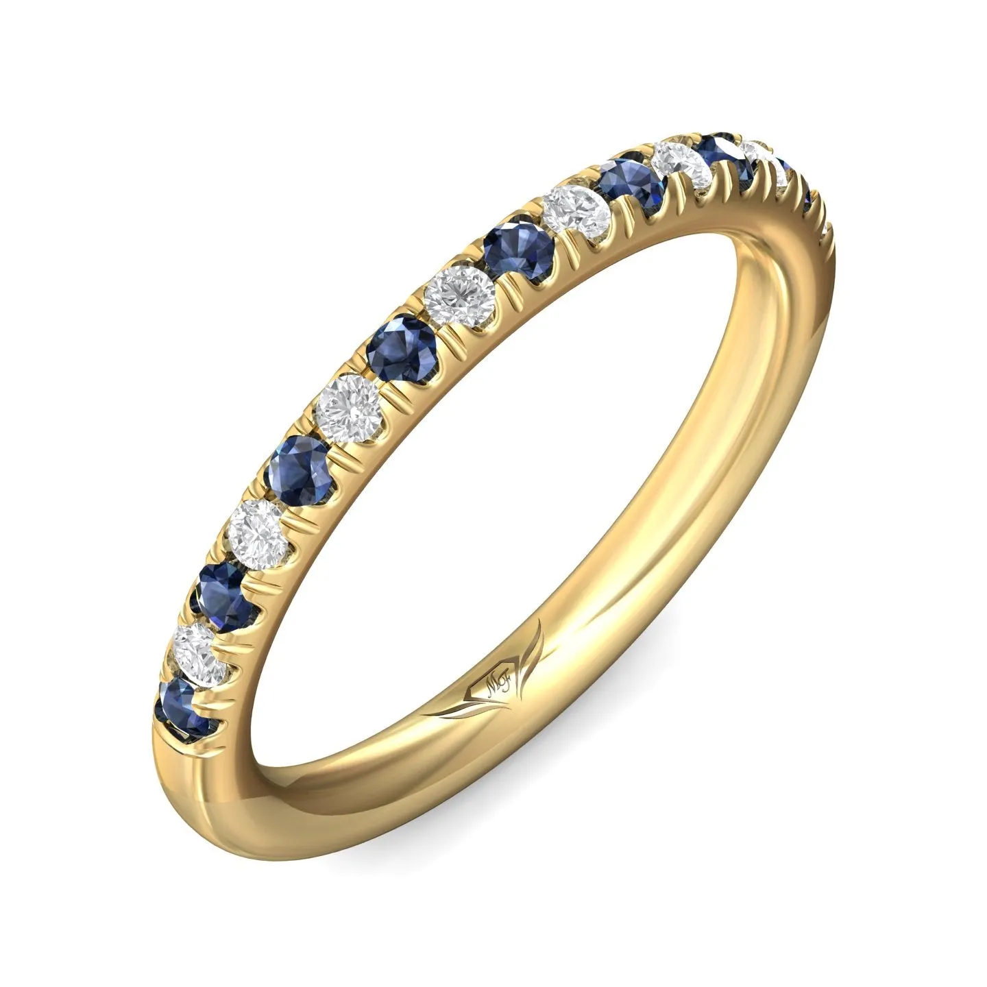 FlyerFit Micropave 18K Yellow Gold Wedding Band