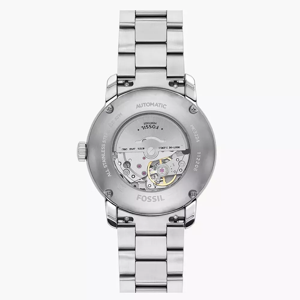 Fossil Heritage Unisex Green Dial Stainless Steel Automatic Watch