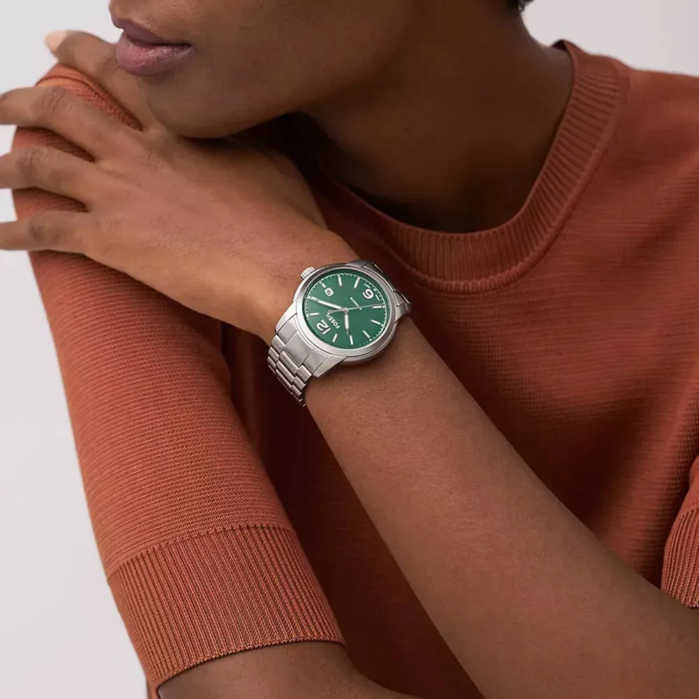 Fossil Heritage Unisex Green Dial Stainless Steel Automatic Watch