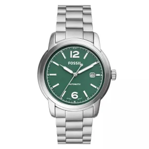Fossil Heritage Unisex Green Dial Stainless Steel Automatic Watch