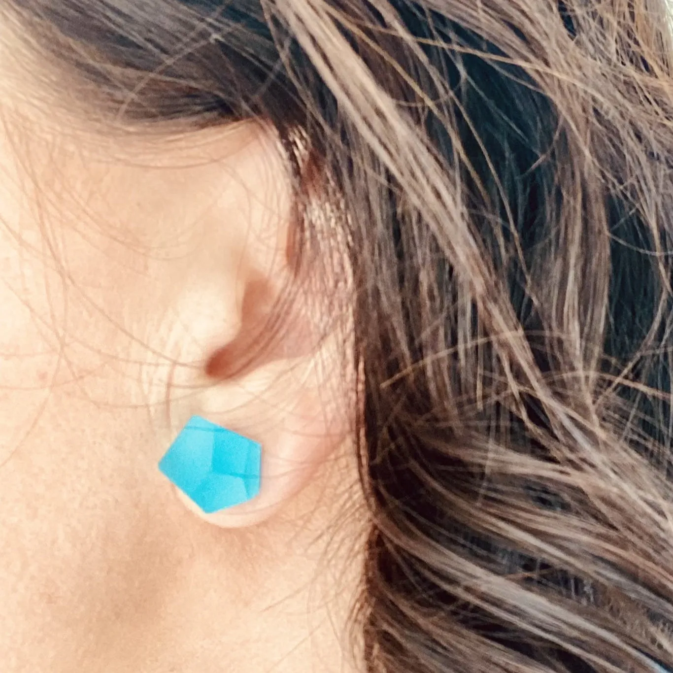 Fruit Bijoux Stud Earrings VU Crystals Capri Blue (Silver or Gold)