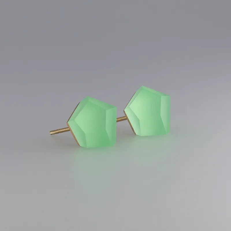 Fruit Bijoux Stud Earrings VU Crystals Flash Green (Silver or Gold)