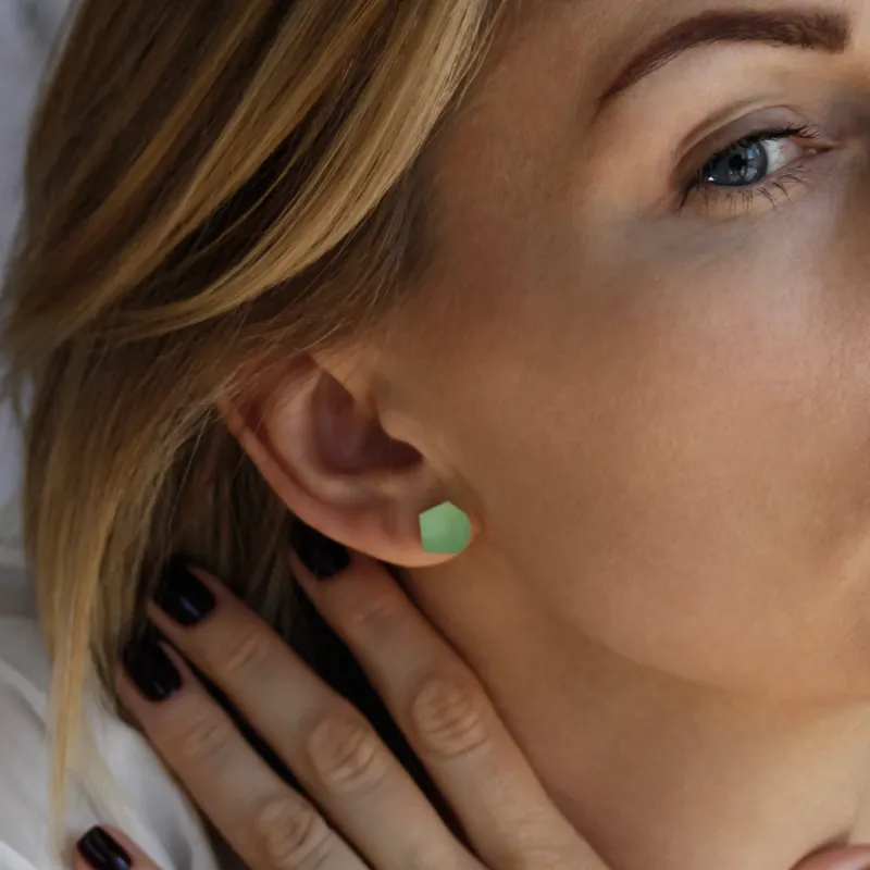 Fruit Bijoux Stud Earrings VU Crystals Flash Green (Silver or Gold)