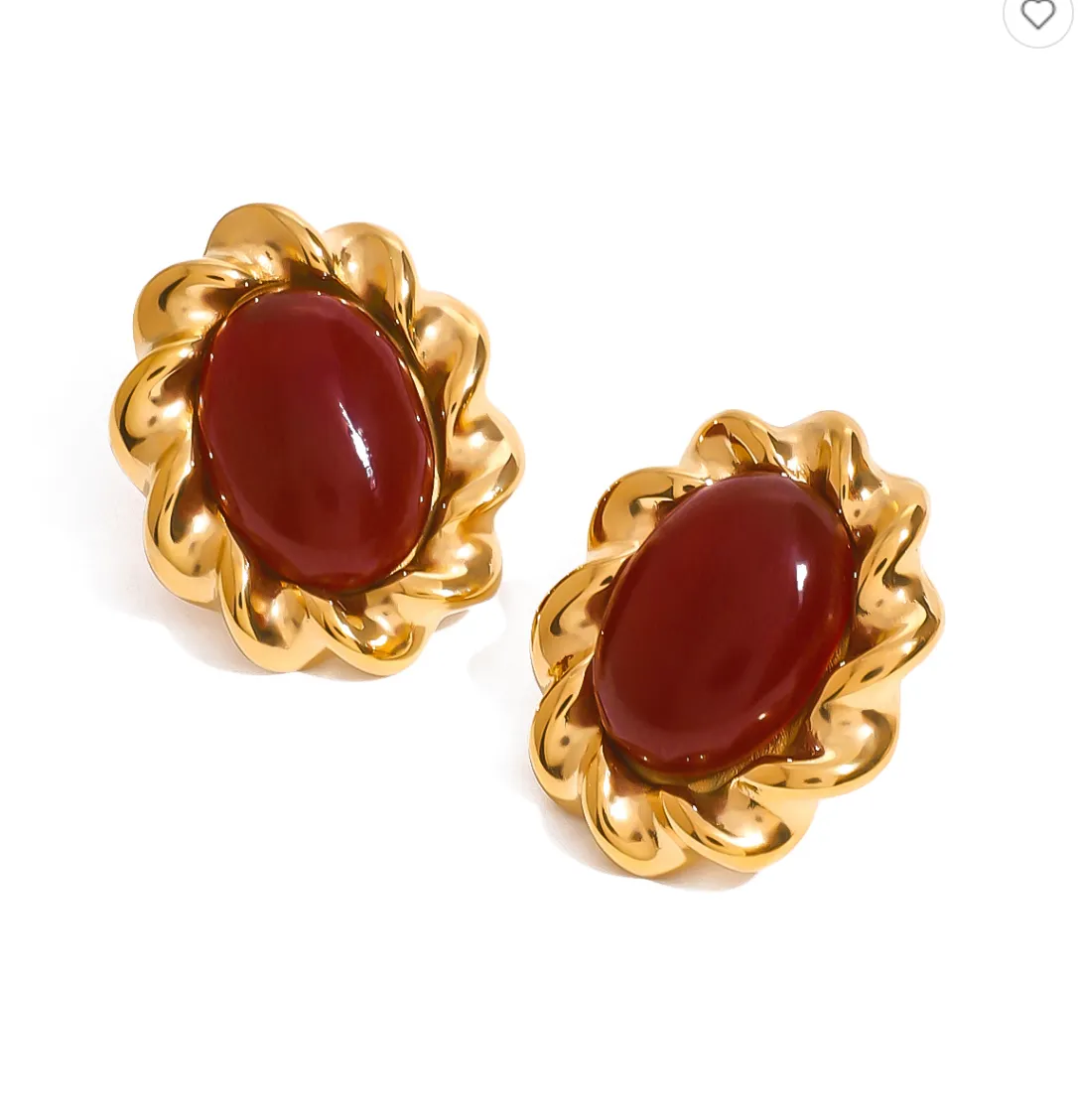 Gemstone Gold Trim Studs