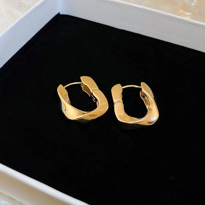 Geometric Statement Gold Plated Metal Drop Earrings Collection