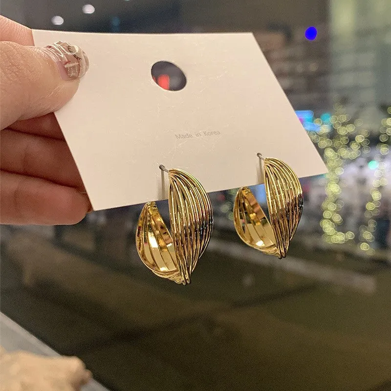 Geometric Statement Gold Plated Metal Drop Earrings Collection