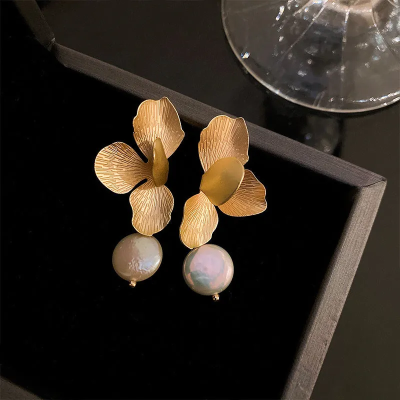 Geometric Statement Gold Plated Metal Drop Earrings Collection