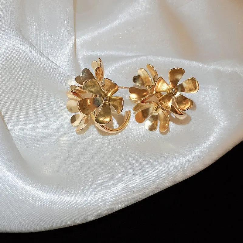 Geometric Statement Gold Plated Metal Drop Earrings Collection